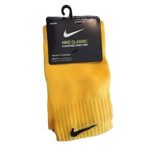 Nike Classic Cushioned Knee High Soccer Socks YTH 3Y-5Y WMN 4-6 Yellow/Black